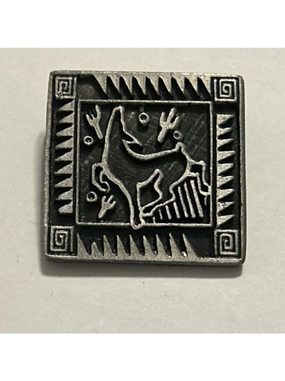 Coyote Wolf Square Heiroglyphic Pewter Bolo Tie Collectible Southwestern Arizona